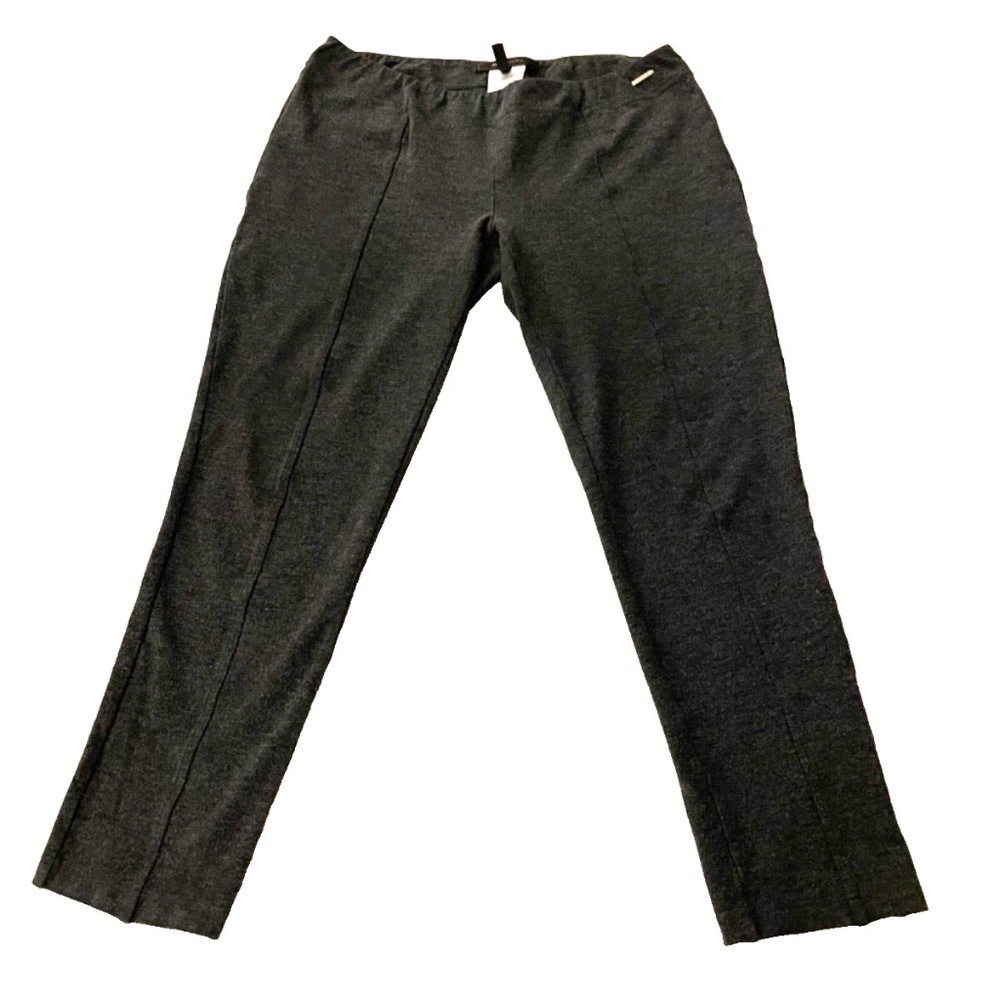 BCBG MaxAzria Pull‎ On Cropped Spandex Stretch Pants; Heathered Grey; Size L